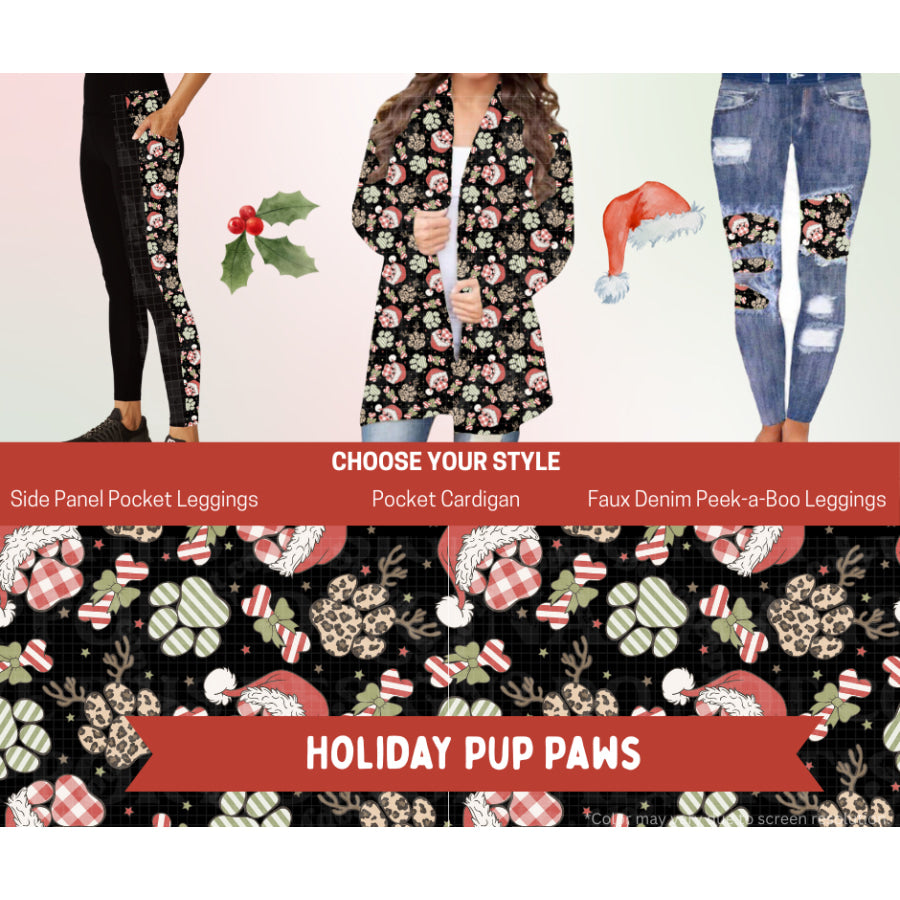 Preorder Custom Cardigans / Leggings - Holiday Pup Paws - Closes 24 Sep - ETA late Jan 2026 Cardigan
