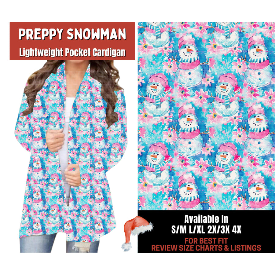 Preorder Custom Cardigans / Leggings - Preppy Snowman - Closes 24 Sep - ETA late Jan 2026 Cardigan