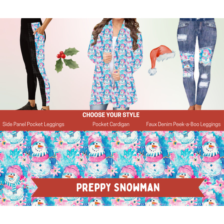 Preorder Custom Cardigans / Leggings - Preppy Snowman - Closes 24 Sep - ETA late Jan 2026 Cardigan