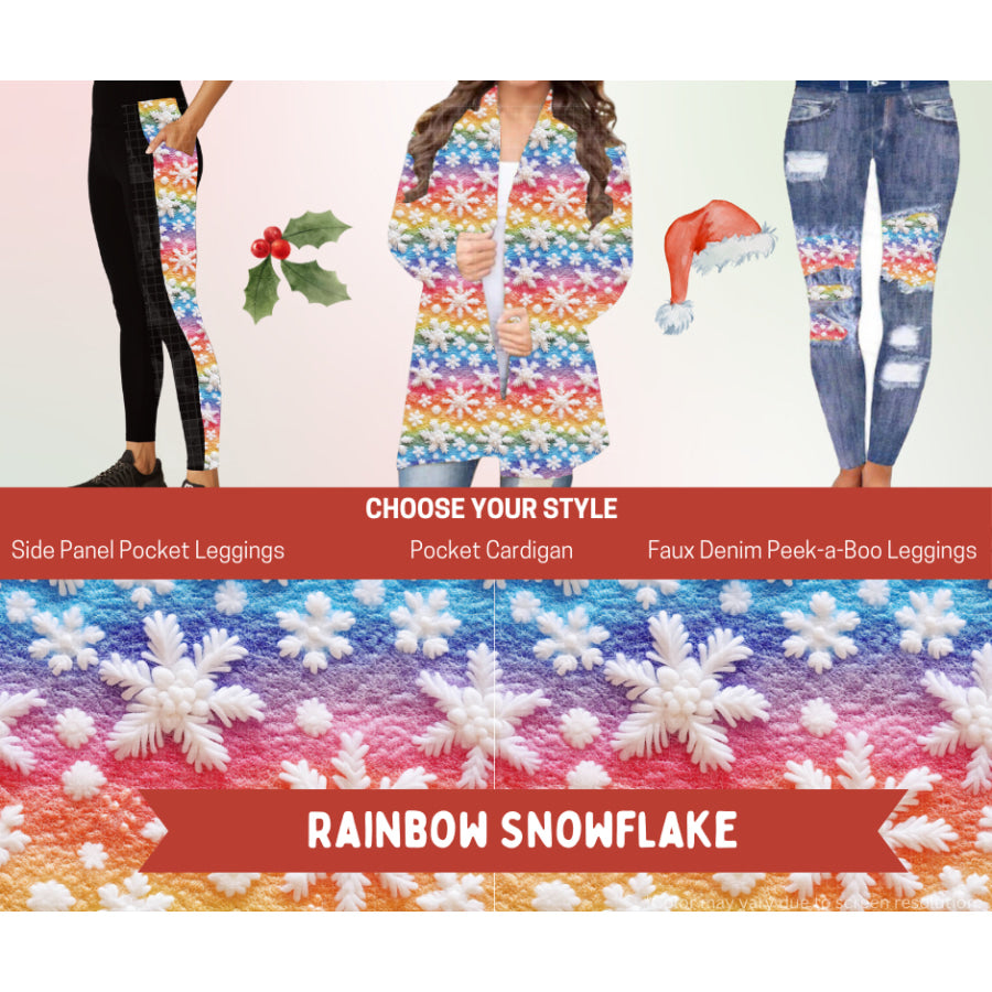 Preorder Custom Cardigans / Leggings - Rainbow Snowflake - Closes 24 Sep - ETA late Jan 2026 Cardigan