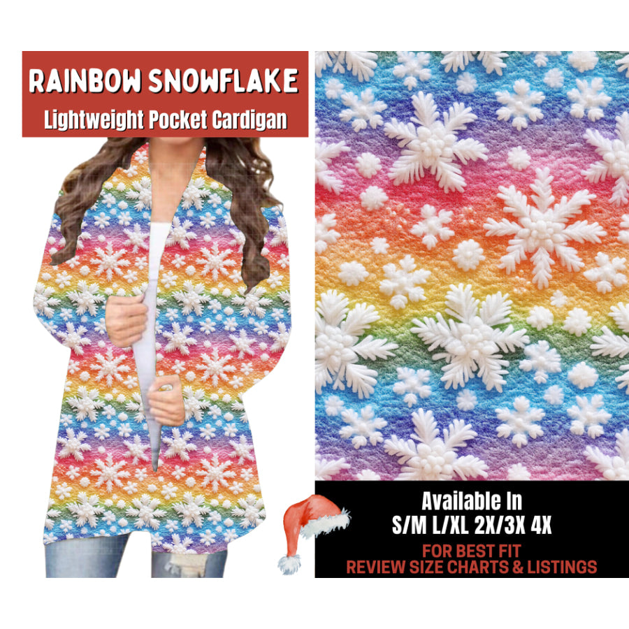 Preorder Custom Cardigans / Leggings - Rainbow Snowflake - Closes 24 Sep - ETA late Jan 2026 Cardigan