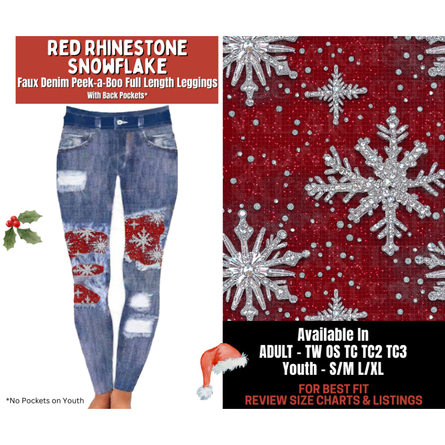 Preorder Custom Cardigans / Leggings - Red Rhinestone Snowflake - Closes 24 Sep - ETA late Jan 2026 Cardigan