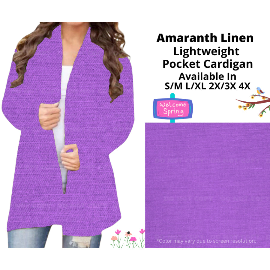 Preorder Custom Cardigans / Leggings / Shorts - Amaranth Linen - Closes 13 Jan - ETA late Apr 2025 Cardigan