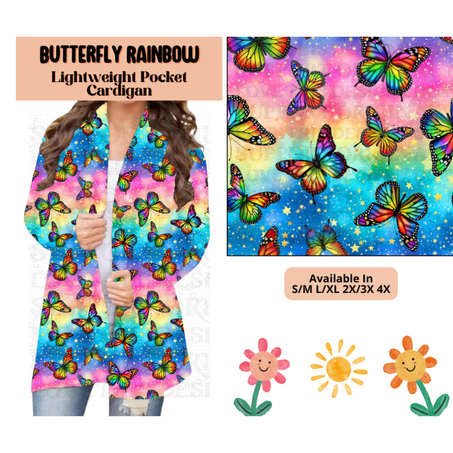 Preorder Custom Cardigans / Leggings / Shorts - Butterfly Rainbow - Closes 26 May - ETA late Sep 2025 Cardigan