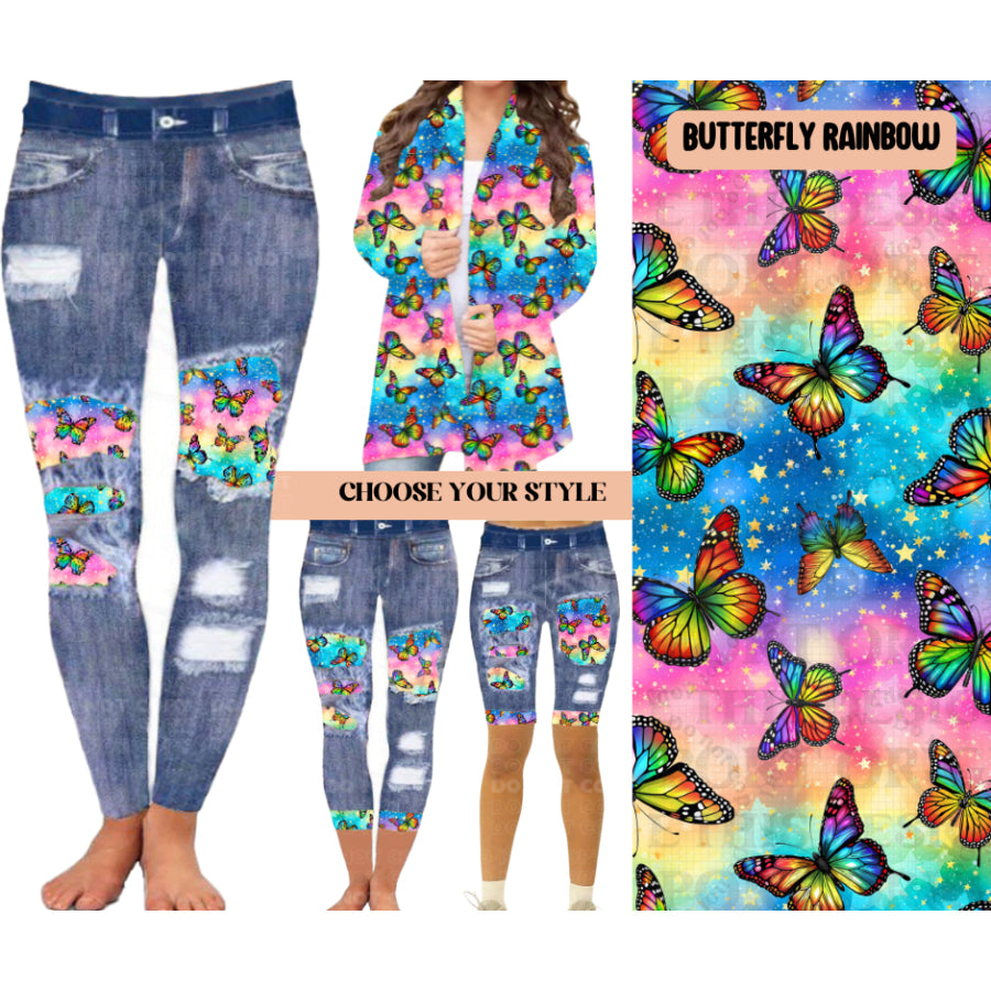 Preorder Custom Cardigans / Leggings / Shorts - Butterfly Rainbow - Closes 26 May - ETA late Sep 2025 Cardigan
