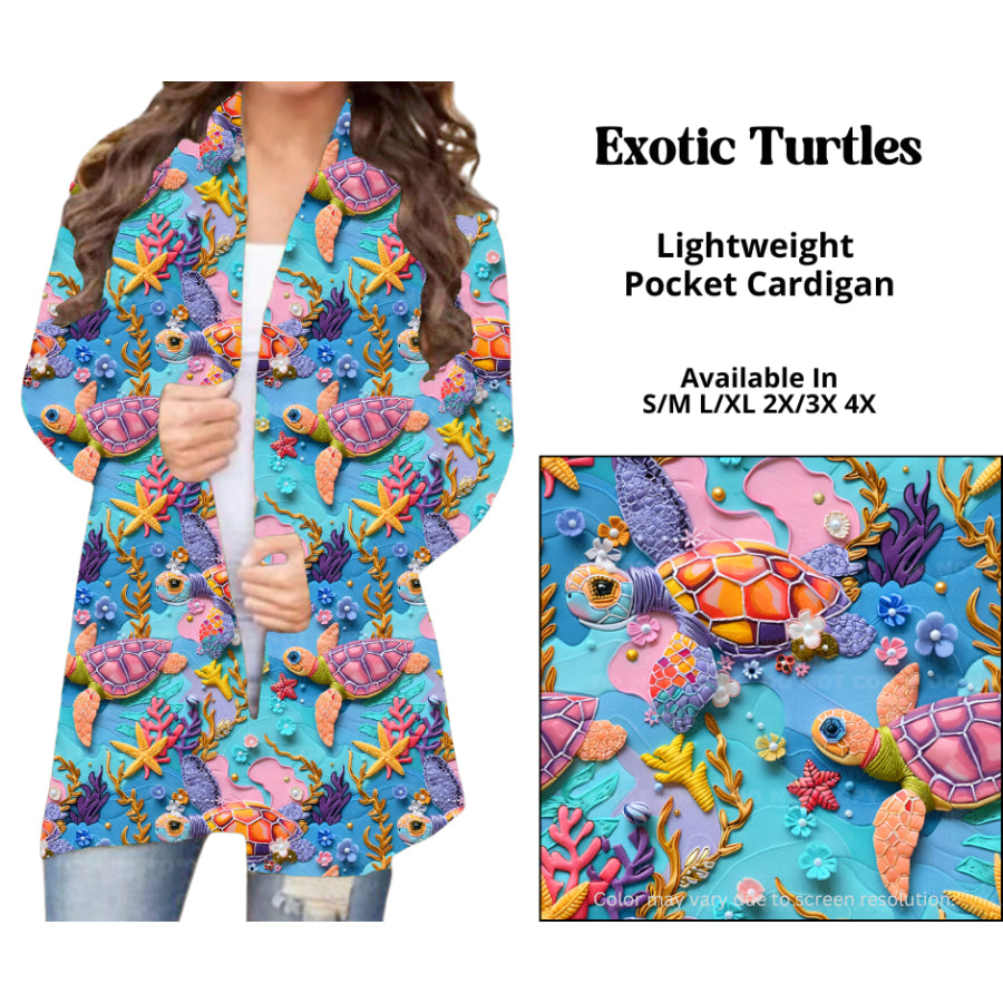 Preorder Custom Cardigans / Leggings / Shorts - Exotic Turtles - Closes 26 Mar - ETA late Jun 2025 Cardigan