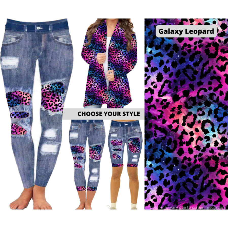 Preorder Custom Cardigans / Leggings / Shorts - Galaxy Leopard - Closes 26 Mar - ETA late Jun 2025 Cardigan