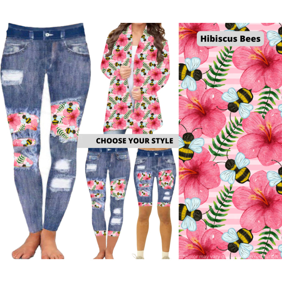 Preorder Custom Cardigans / Leggings / Shorts - Hibiscus Bees - Closes 26 Mar - ETA late Jun 2025 Cardigan