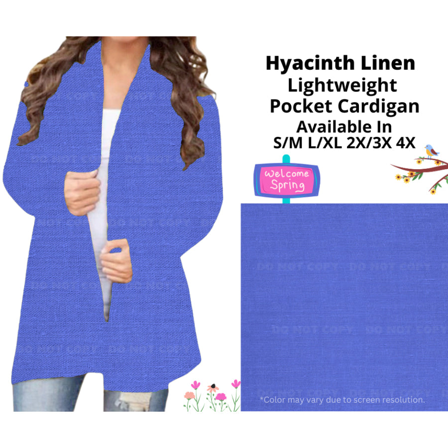 Preorder Custom Cardigans / Leggings / Shorts - Hyacinth Linen - Closes 13 Jan - ETA late Apr 2025 Cardigan