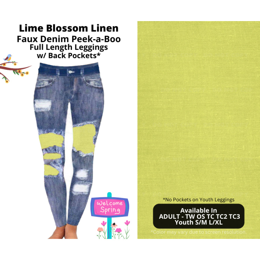 Preorder Custom Cardigans / Leggings / Shorts - Lime Blossom Linen - Closes 13 Jan - ETA late Apr 2025 Cardigan