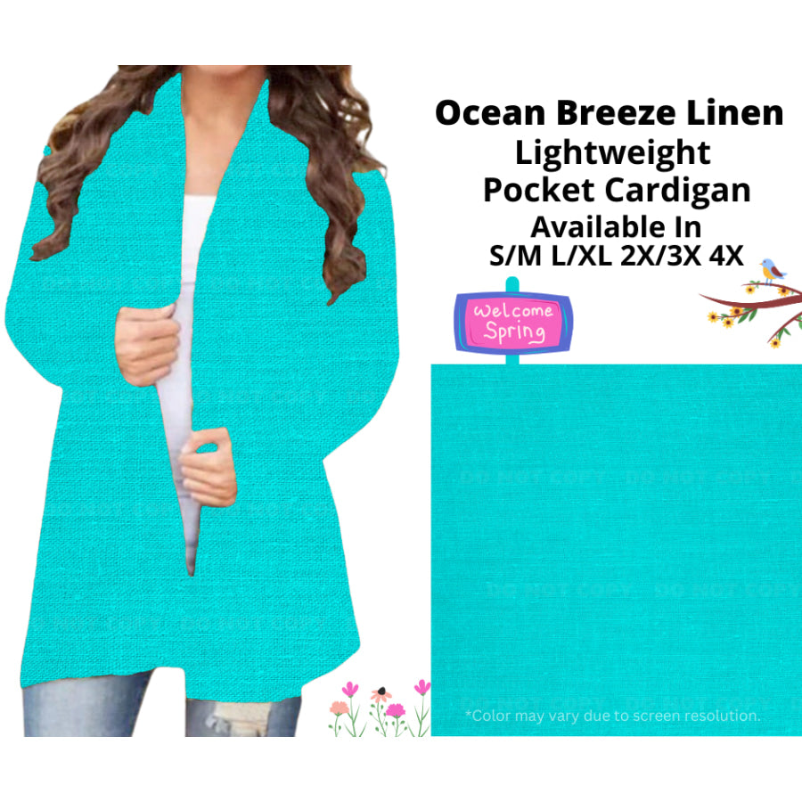 Preorder Custom Cardigans / Leggings / Shorts - Ocean Breeze Linen - Closes 13 Jan - ETA late Apr 2025 Cardigan