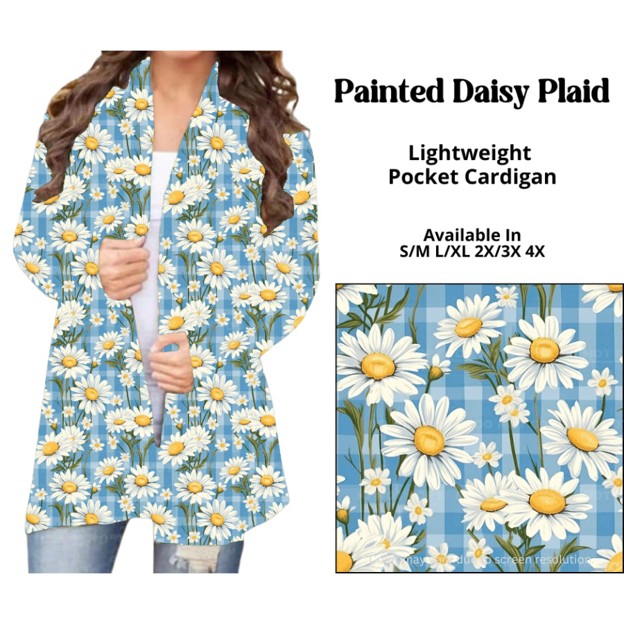 Preorder Custom Cardigans / Leggings / Shorts - Painted Daisy Plaid - Closes 26 Mar - ETA late Jun 2025 Cardigan