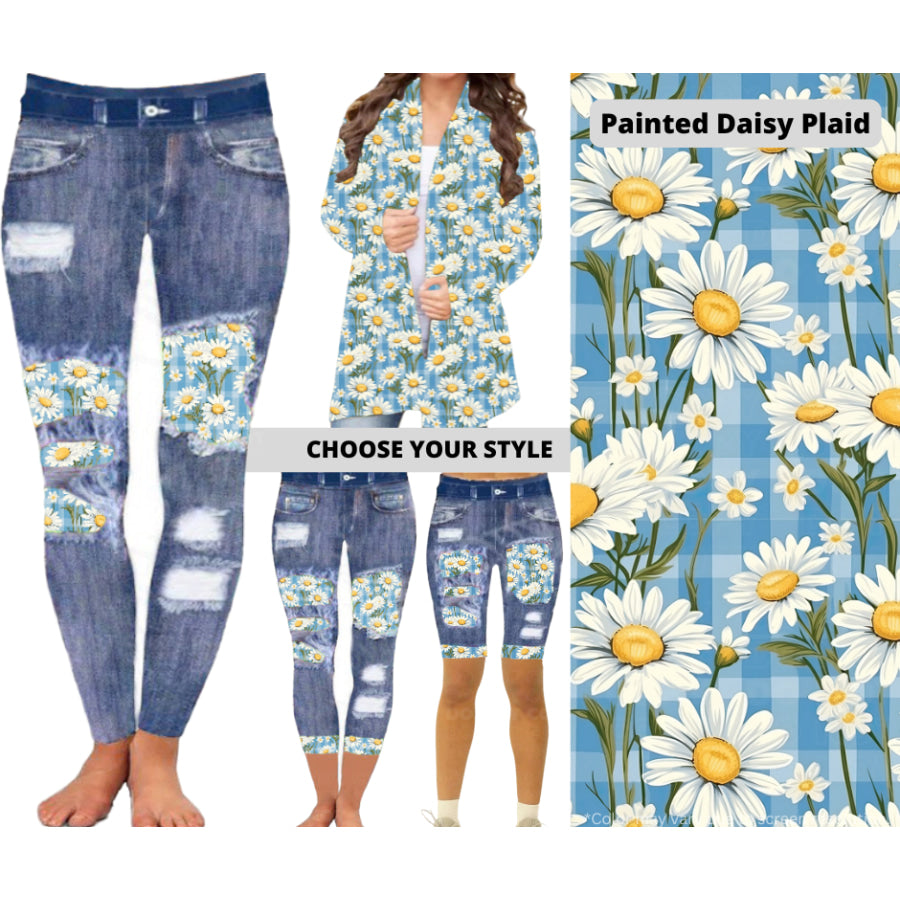 Preorder Custom Cardigans / Leggings / Shorts - Painted Daisy Plaid - Closes 26 Mar - ETA late Jun 2025 Cardigan