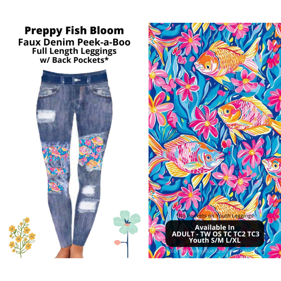 Preorder Custom Cardigans / Leggings / Shorts - Preppy Fish Bloom - Closes 26 Mar - ETA late Jun 2025 Cardigan