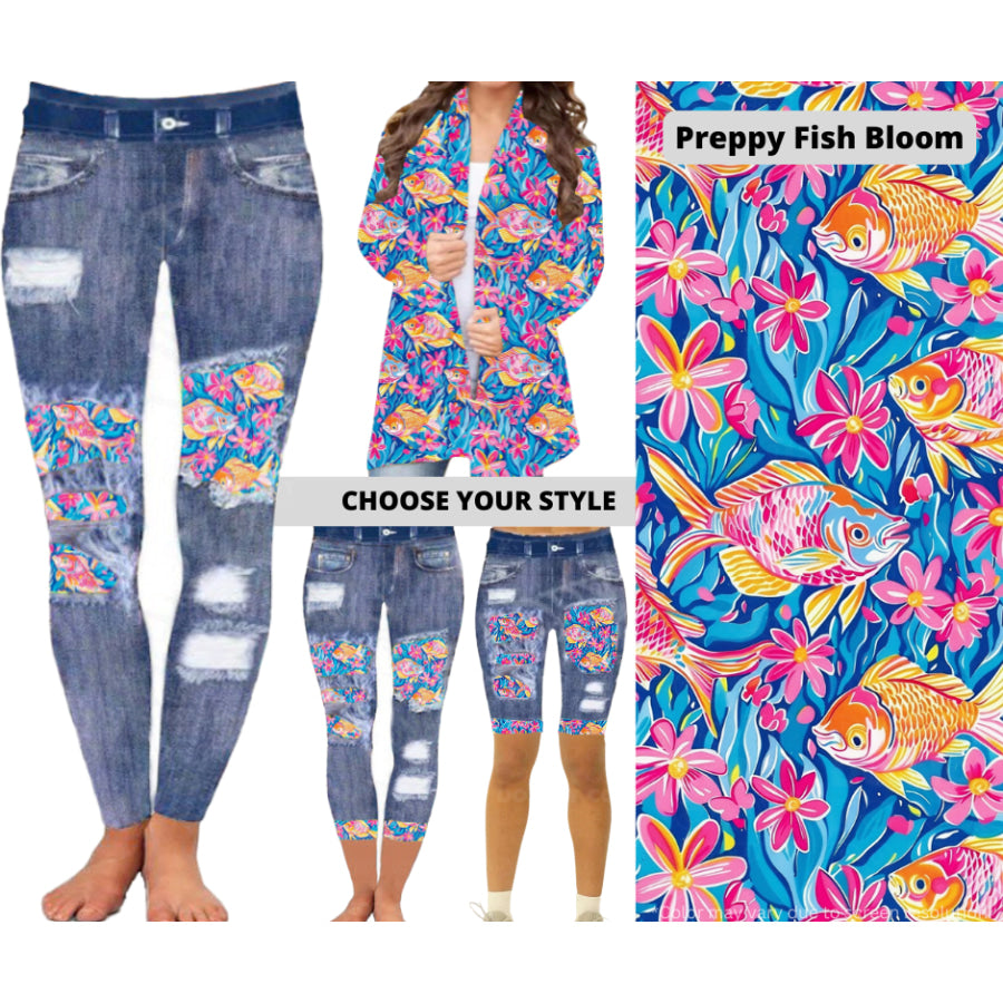 Preorder Custom Cardigans / Leggings / Shorts - Preppy Fish Bloom - Closes 26 Mar - ETA late Jun 2025 Cardigan