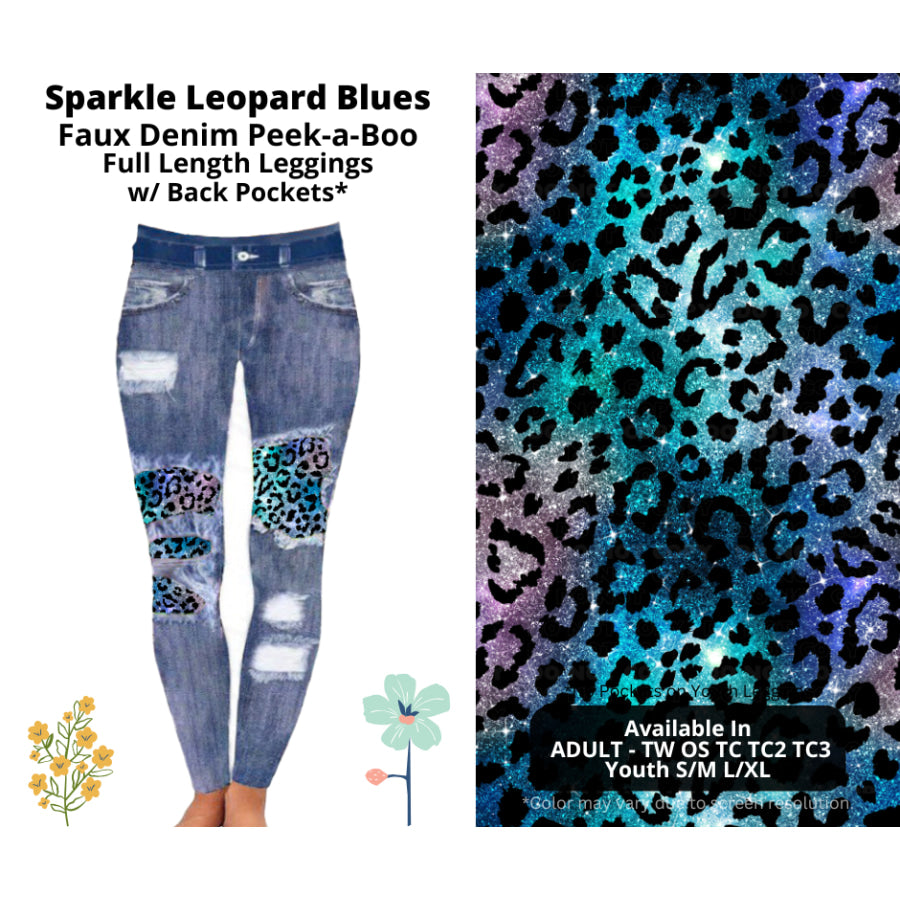 Preorder Custom Cardigans / Leggings / Shorts - Sparkle Leopard Blues - Closes 26 Mar - ETA late Jun 2025 Cardigan