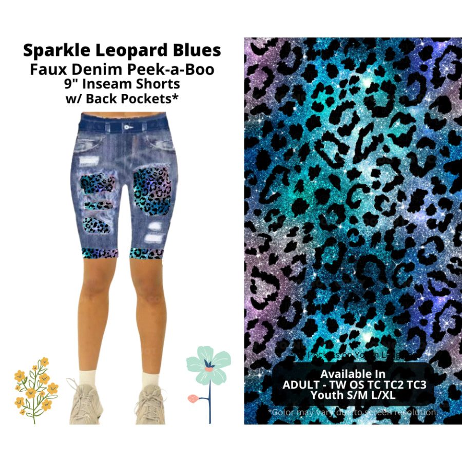 Preorder Custom Cardigans / Leggings / Shorts - Sparkle Leopard Blues - Closes 26 Mar - ETA late Jun 2025 Cardigan