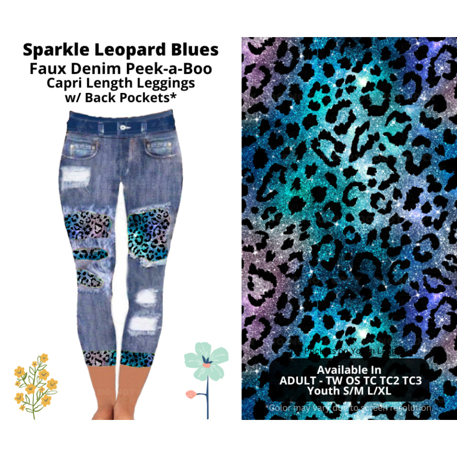 Preorder Custom Cardigans / Leggings / Shorts - Sparkle Leopard Blues - Closes 26 Mar - ETA late Jun 2025 Cardigan