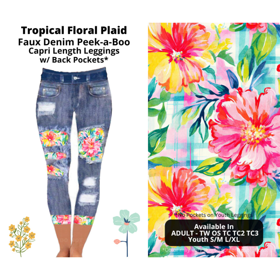 Preorder Custom Cardigans / Leggings / Shorts - Tropical Floral Plaid - Closes 26 Mar - ETA late Jun 2025 Cardigan