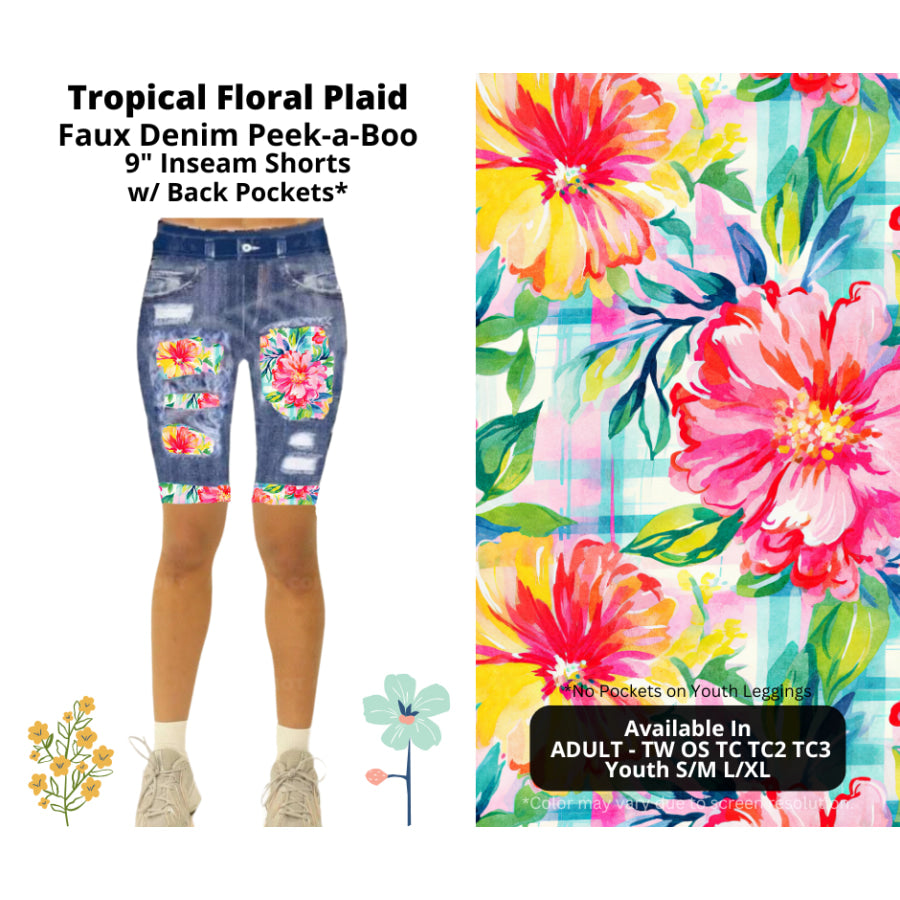 Preorder Custom Cardigans / Leggings / Shorts - Tropical Floral Plaid - Closes 26 Mar - ETA late Jun 2025 Cardigan