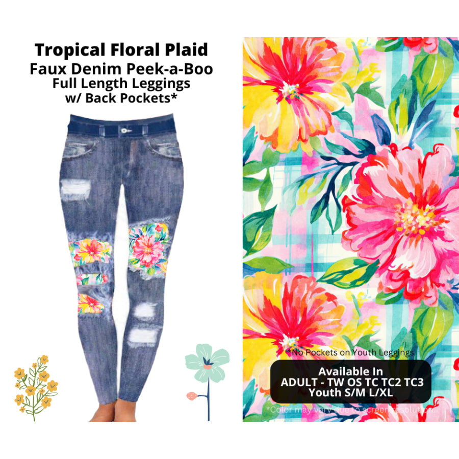 Preorder Custom Cardigans / Leggings / Shorts - Tropical Floral Plaid - Closes 26 Mar - ETA late Jun 2025 Cardigan