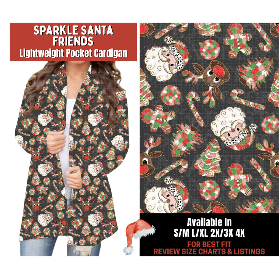 Preorder Custom Cardigans / Leggings - Sparkle Santa Friends - Closes 24 Sep - ETA late Jan 2026 Cardigan