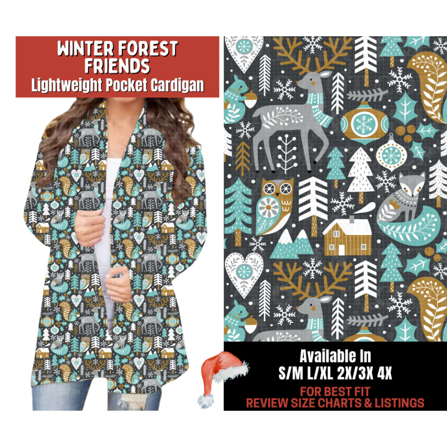 Preorder Custom Cardigans / Leggings - Winter Forest Friends - Closes 24 Sep - ETA late Jan 2026 Cardigan