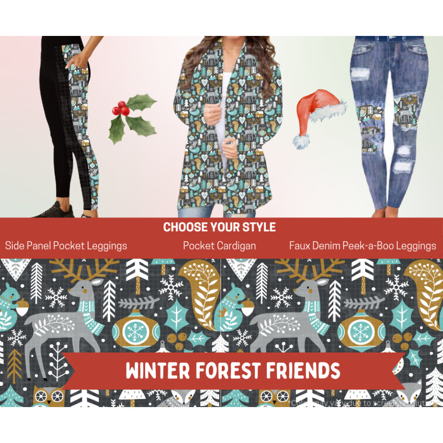 Preorder Custom Cardigans / Leggings - Winter Forest Friends - Closes 24 Sep - ETA late Jan 2026 Cardigan