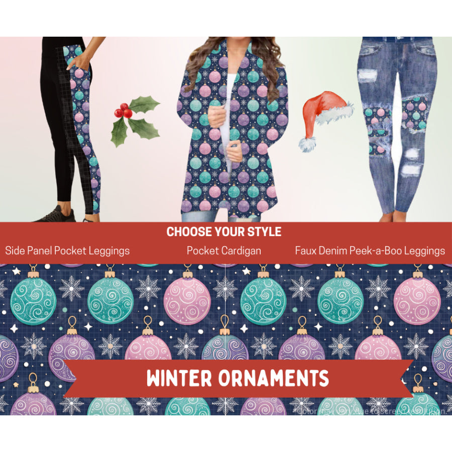 Preorder Custom Cardigans / Leggings - Winter Ornaments - Closes 24 Sep - ETA late Jan 2026 Cardigan