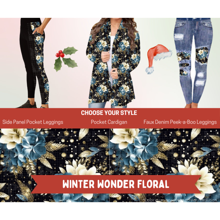 Preorder Custom Cardigans / Leggings - Winter Wonder Floral - Closes 24 Sep - ETA late Jan 2026 Cardigan