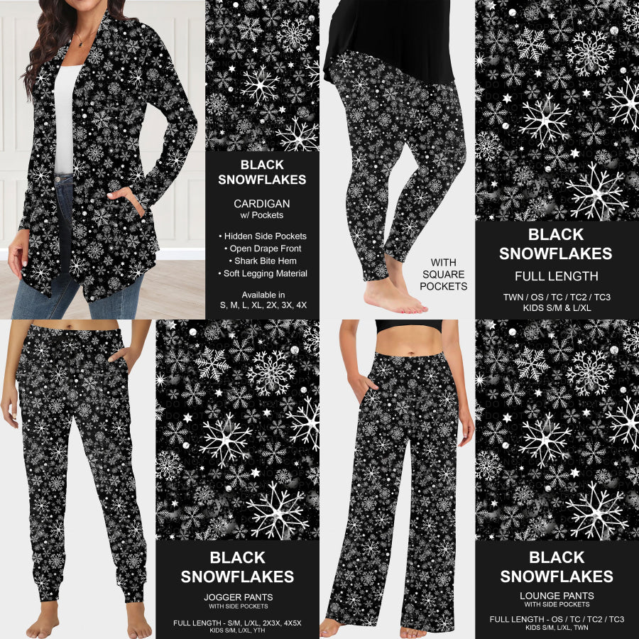 Preorder Custom Christmas Styles - Black Snowflakes - Closes 30 Sep - ETA late Dec 2025 Loungewear