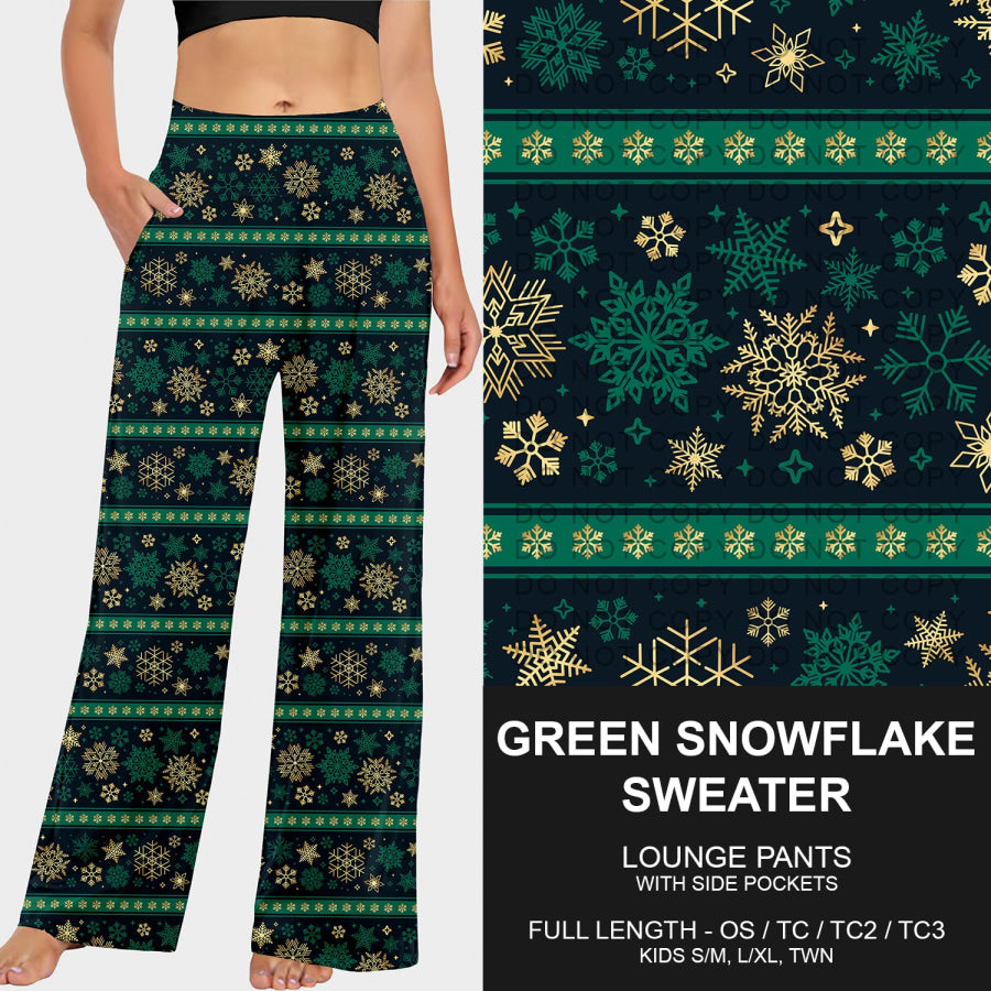 Preorder Custom Christmas Styles - Green Snowflake Sweater Print - Closes 30 Sep - ETA late Dec 2025 Loungewear
