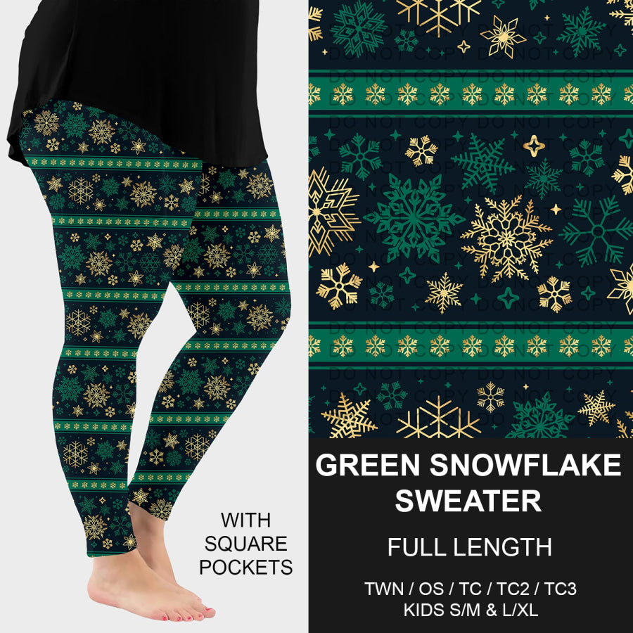 Preorder Custom Christmas Styles - Green Snowflake Sweater Print - Closes 30 Sep - ETA late Dec 2025 Loungewear