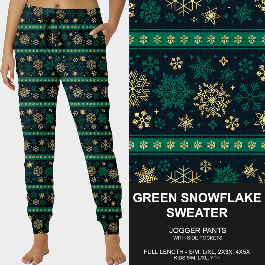 Preorder Custom Christmas Styles - Green Snowflake Sweater Print - Closes 30 Sep - ETA late Dec 2025 Loungewear