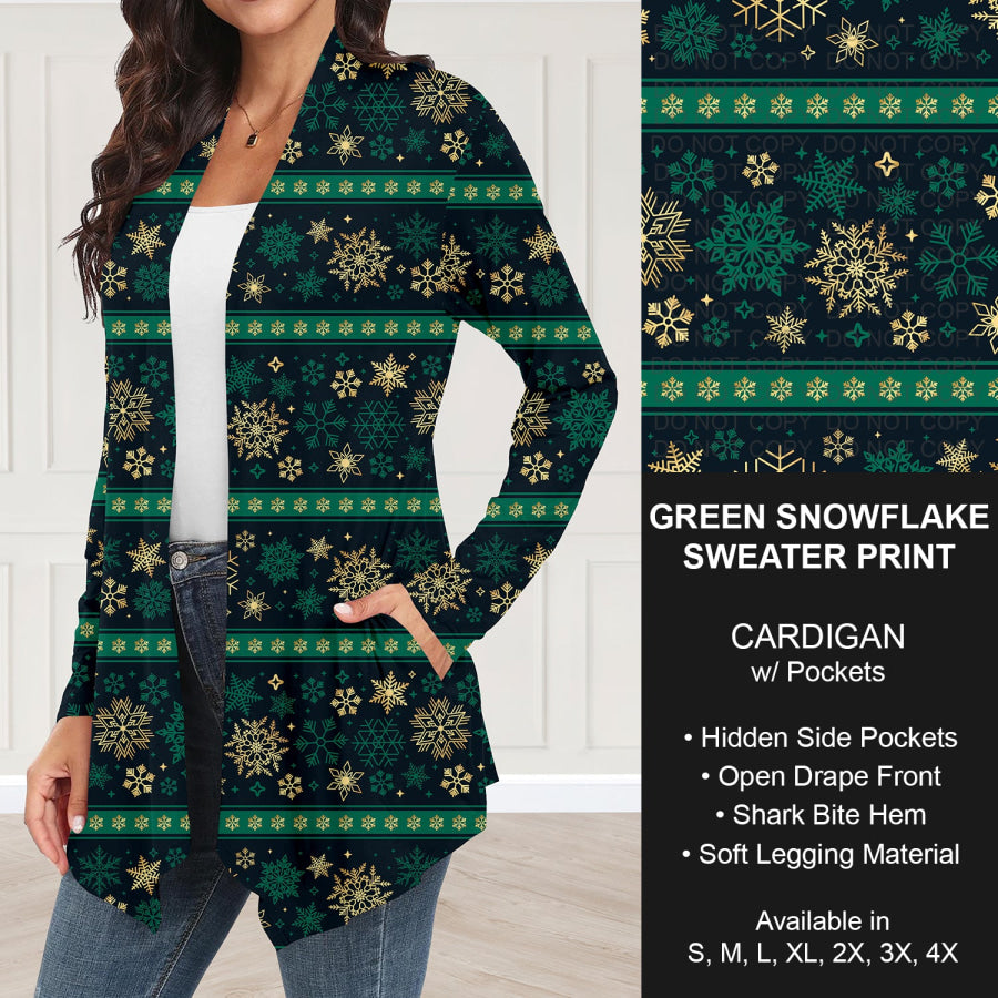 Preorder Custom Christmas Styles - Green Snowflake Sweater Print - Closes 30 Sep - ETA late Dec 2025 Loungewear