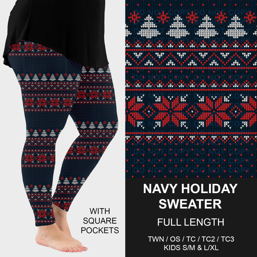 Preorder Custom Christmas Styles - Navy Holiday Sweater Print - Closes 30 Sep - ETA late Dec 2025 Loungewear