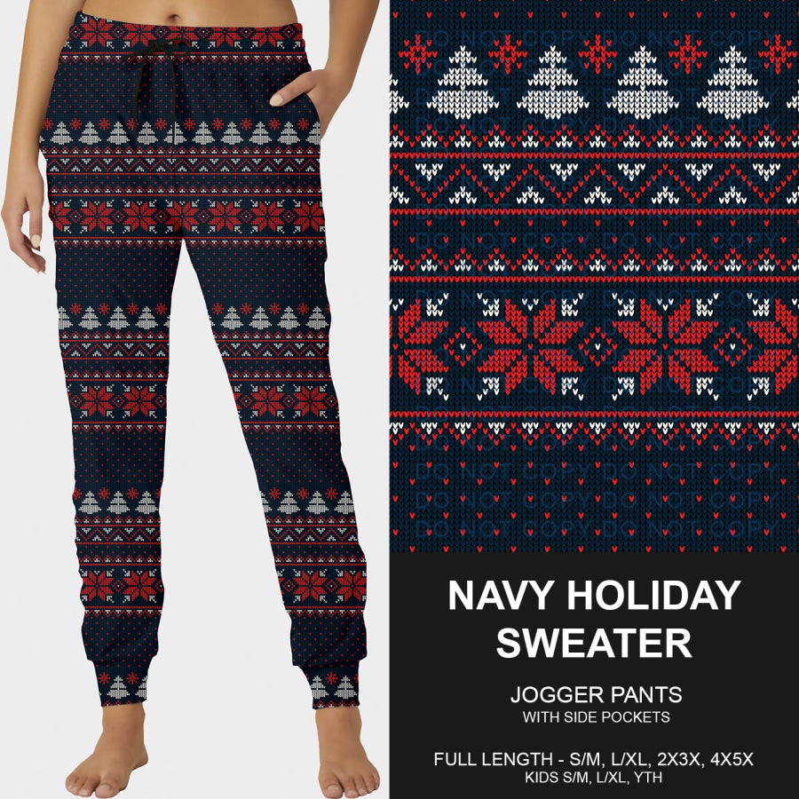 Preorder Custom Christmas Styles - Navy Holiday Sweater Print - Closes 30 Sep - ETA late Dec 2025 Loungewear