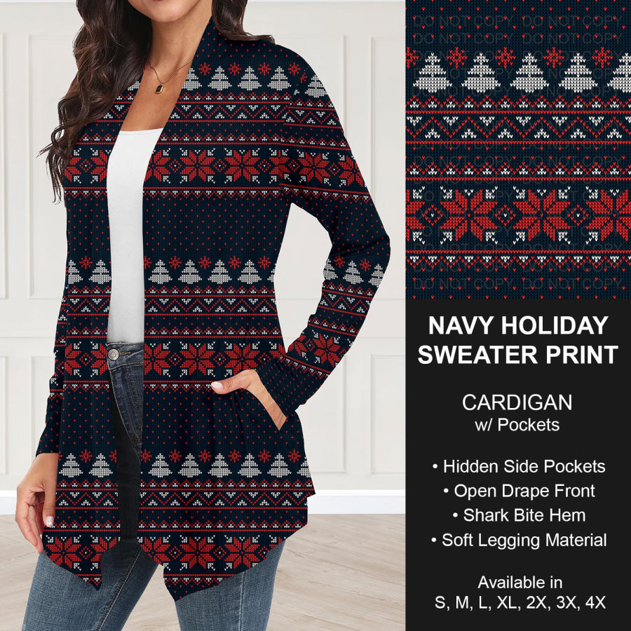 Preorder Custom Christmas Styles - Navy Holiday Sweater Print - Closes 30 Sep - ETA late Dec 2025 Loungewear