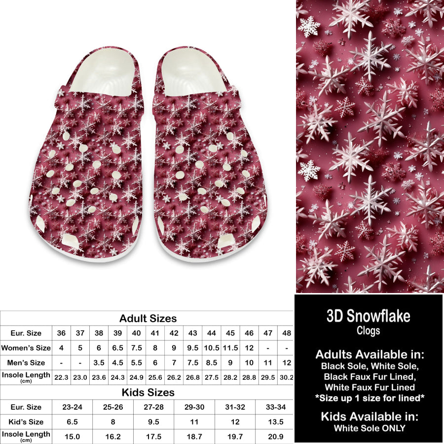 PREORDER Custom Clogs - 3D Snowflake - Closes 21 Sep - ETA late Dec 2024 Clogs