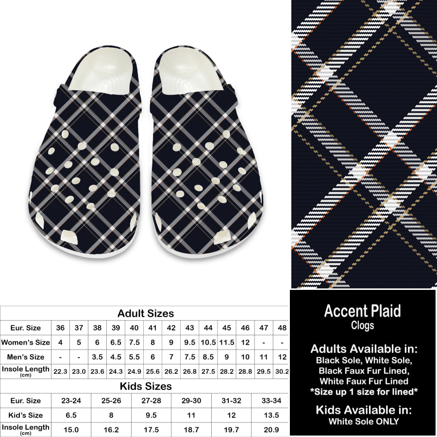 PREORDER Custom Clogs - Accent Plaid - Closes 21 Sep - ETA late Dec 2024 Clogs