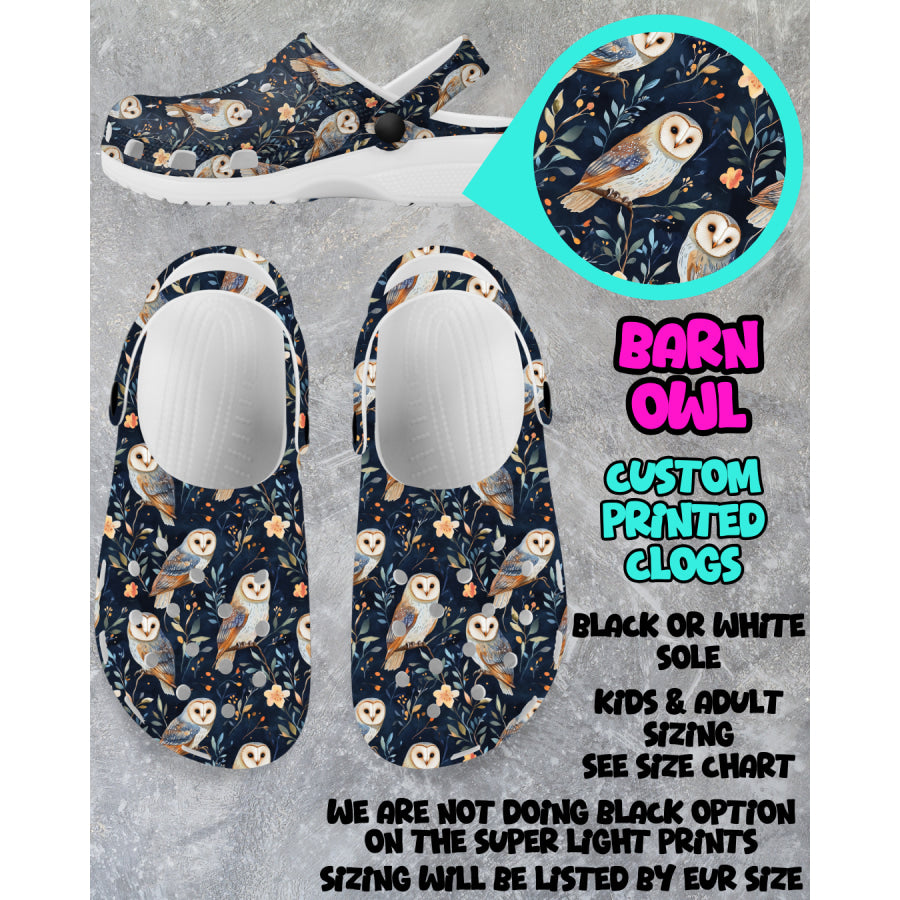 PREORDER Custom Clogs - Barn Owl - Closes 6 Mar - ETA mid Jun 2025 Clogs