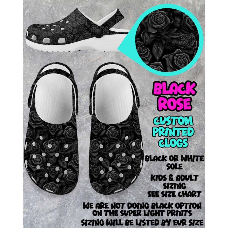 PREORDER Custom Clogs - Black Rose - Closes 6 Mar - ETA mid Jun 2025 Clogs