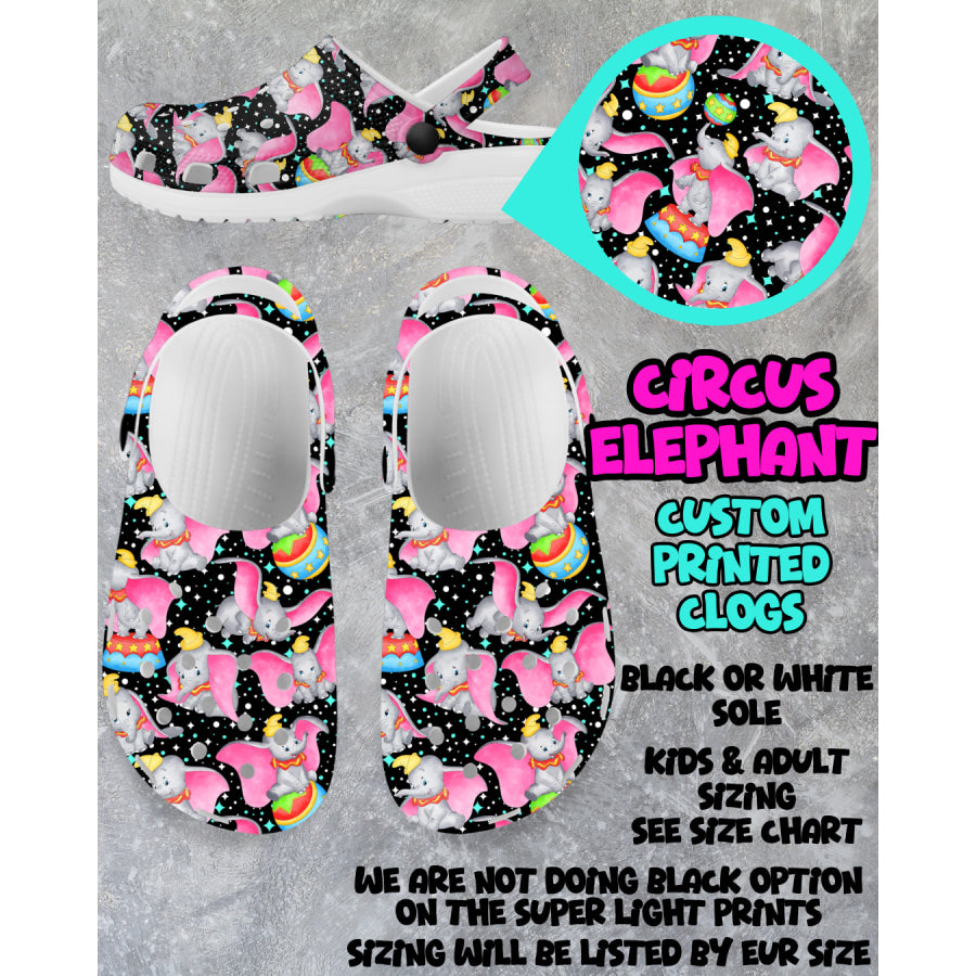 PREORDER Custom Clogs - Circus Elephant - Closes 6 Mar - ETA mid Jun 2025 Clogs