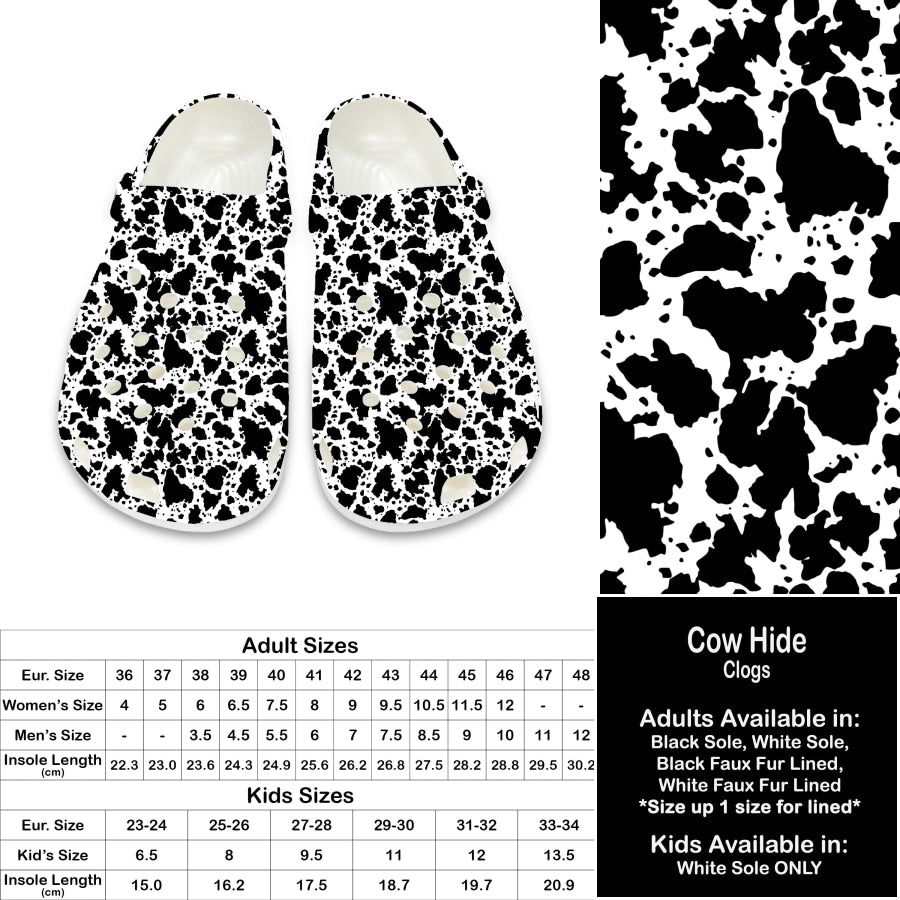 PREORDER Custom Clogs - Cow Hide - Closes 21 Sep - ETA late Dec 2024 Clogs