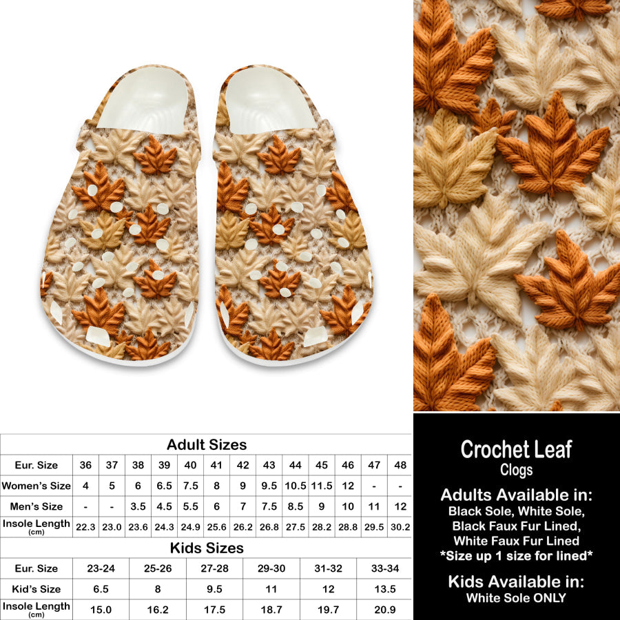 PREORDER Custom Clogs - Crochet Leaf - Closes 21 Sep - ETA late Dec 2024 Clogs