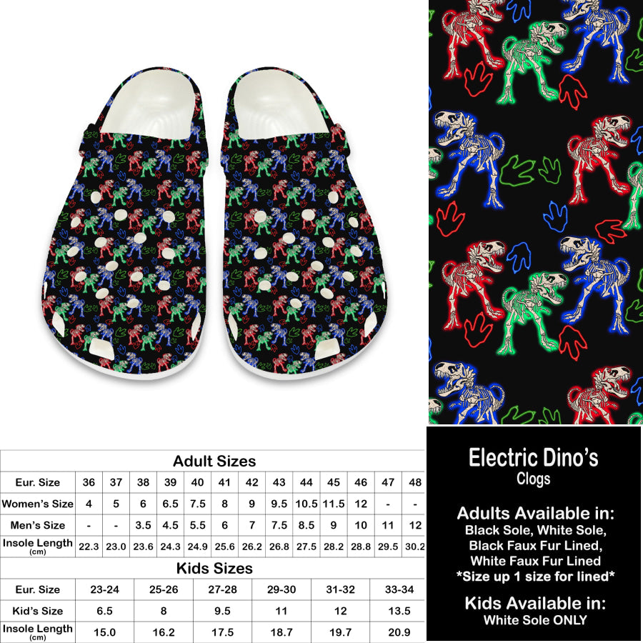 PREORDER Custom Clogs - Electric Dinos - Closes 21 Sep - ETA late Dec 2024 Clogs