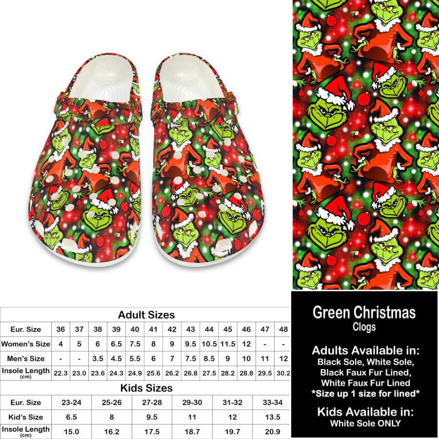 PREORDER Custom Clogs - Green Christmas - Closes 21 Sep - ETA late Dec 2024 Clogs