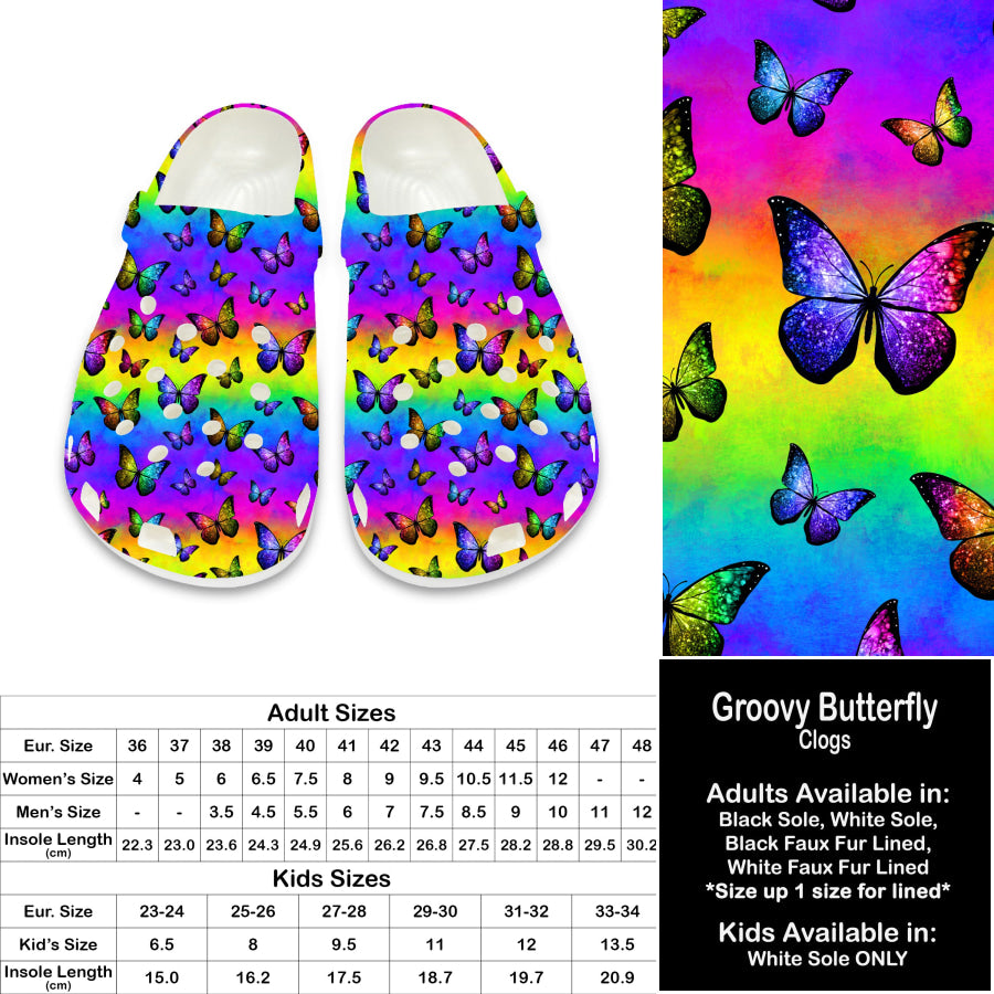 PREORDER Custom Clogs - Groovy Butterfly - Closes 21 Sep - ETA late Dec 2024 Clogs