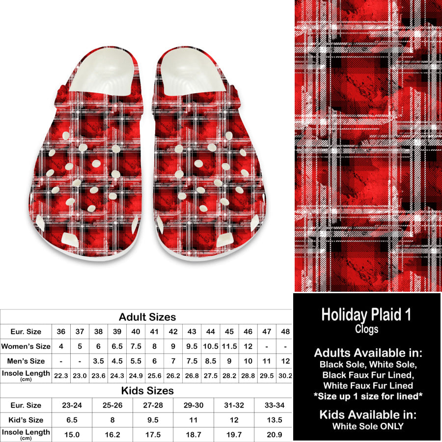 PREORDER Custom Clogs - Holiday Plaid 1 - Closes 21 Sep - ETA late Dec 2024 Clogs