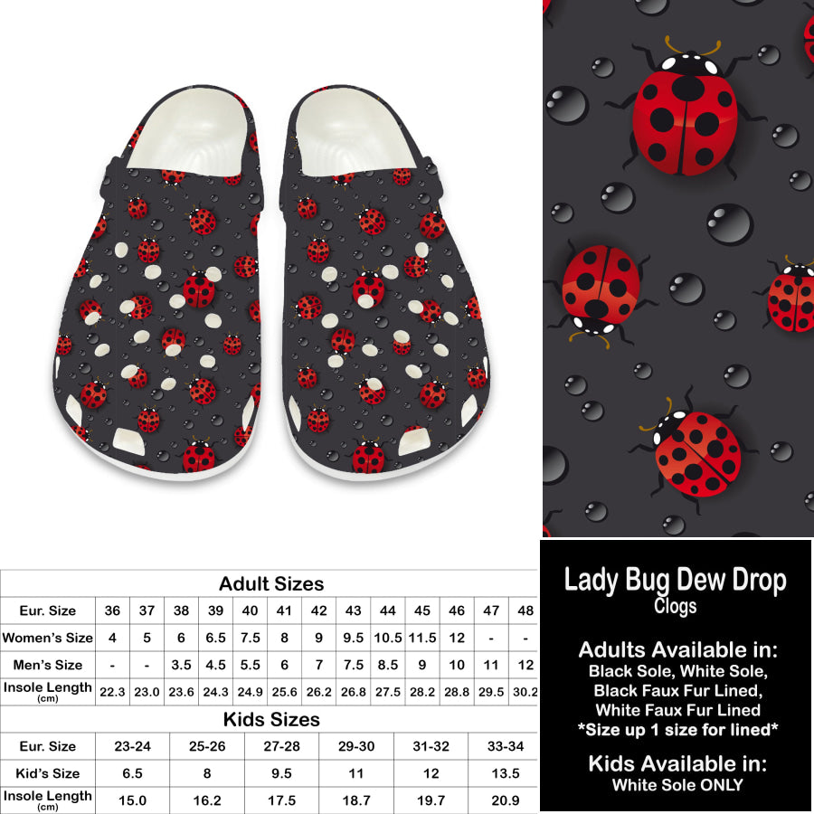 PREORDER Custom Clogs - Lady Bug Drew Drop - Closes 21 Sep - ETA late Dec 2024 Clogs